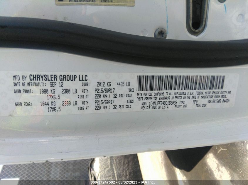 2013 JEEP PATRIOT LATITUDE - 1C4NJPFB4DD166038