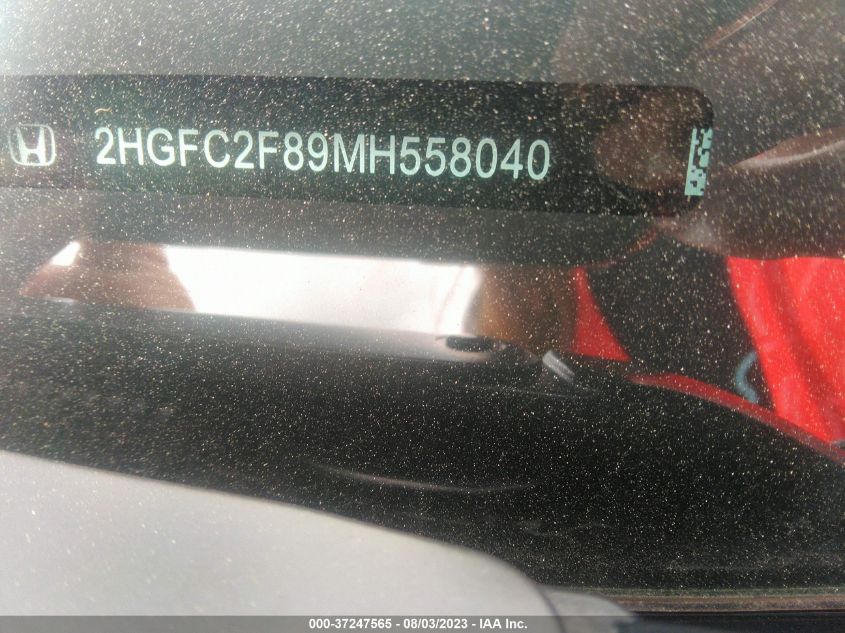 2021 HONDA CIVIC SEDAN SPORT - 2HGFC2F89MH558040