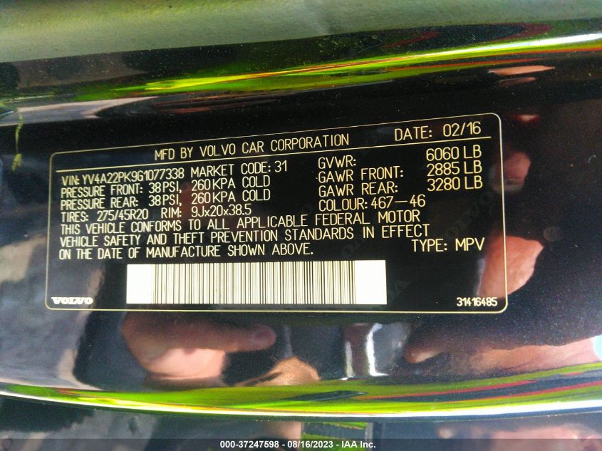 2016 VOLVO XC90 T6 MOMENTUM - YV4A22PK9G1077338