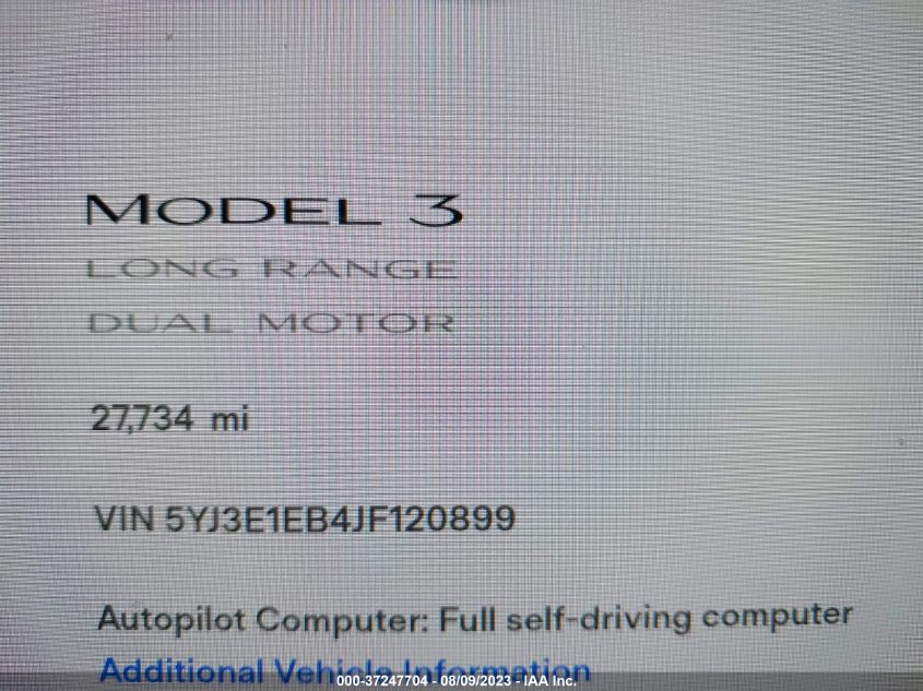 2018 TESLA MODEL 3 LONG RANGE - 5YJ3E1EB4JF120899