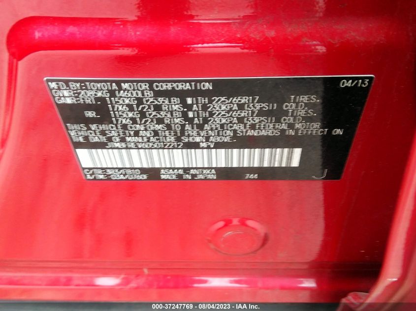 2013 TOYOTA RAV4 LE - JTMBFREV6D5012212