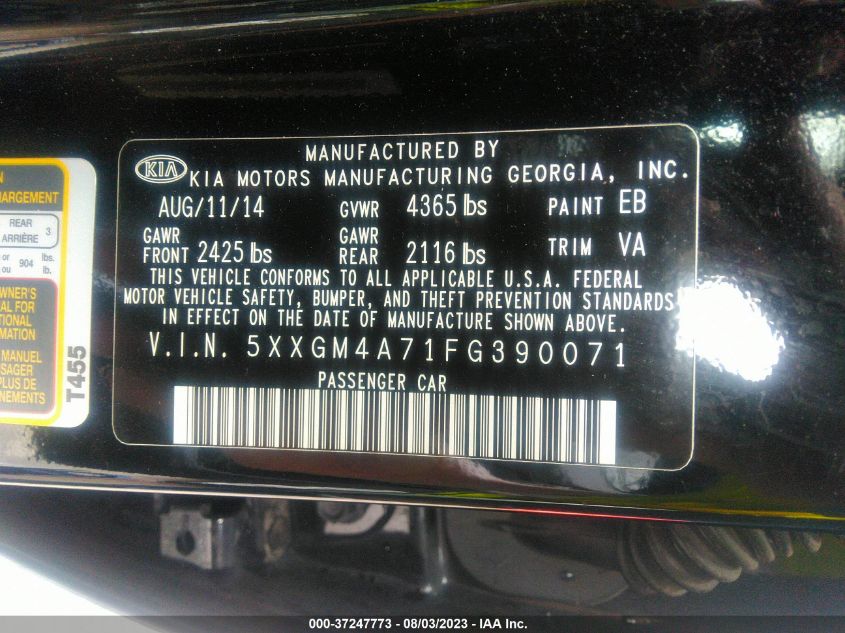 2015 KIA OPTIMA LX - 5XXGM4A71FG390071