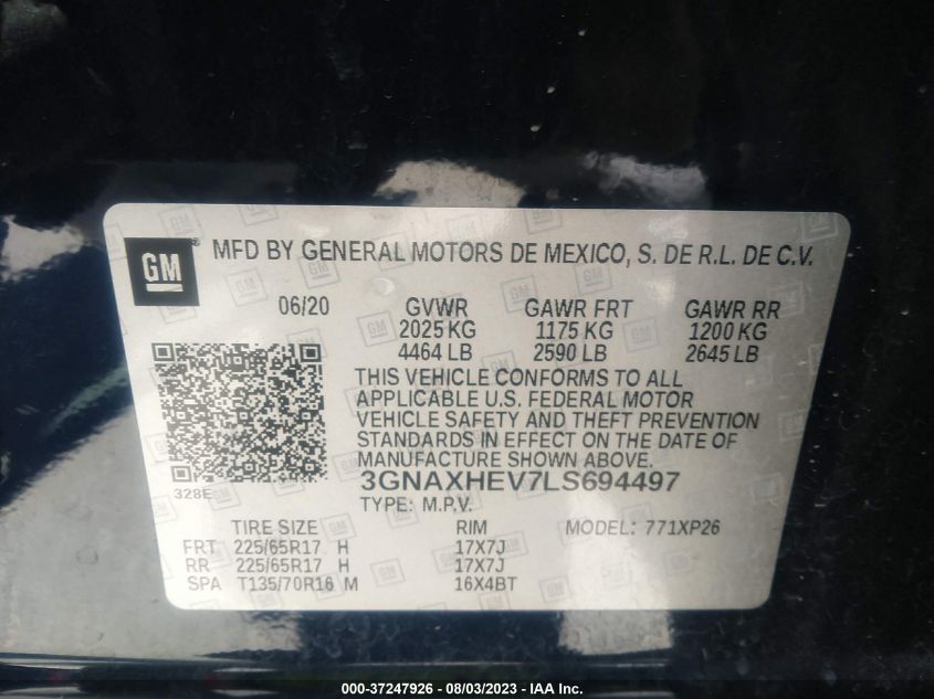 2020 CHEVROLET EQUINOX LS - 3GNAXHEV7LS694497