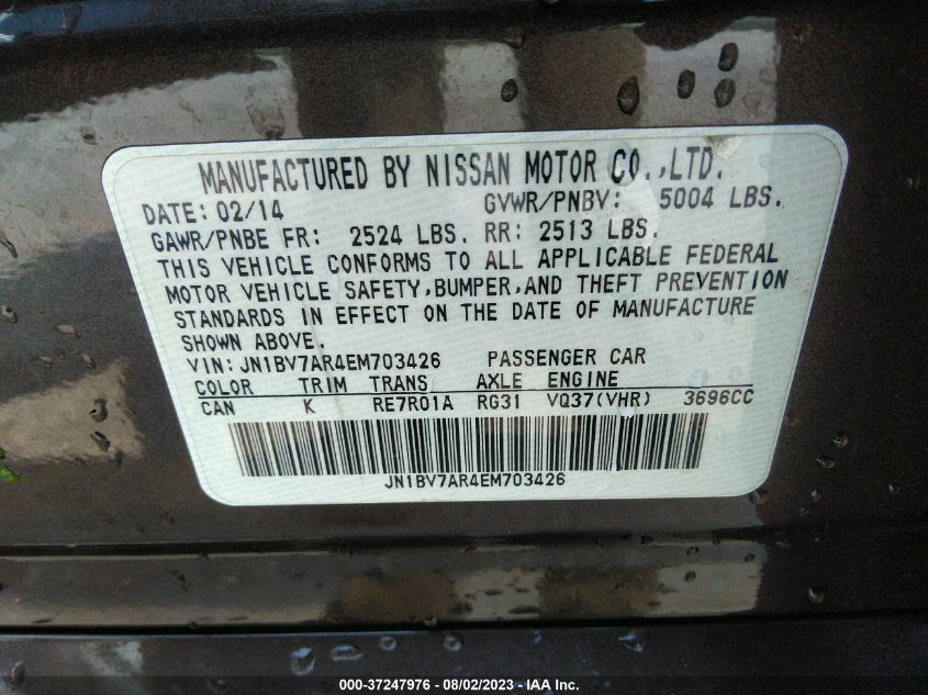 2014 INFINITI Q50 - JN1BV7AR4EM703426