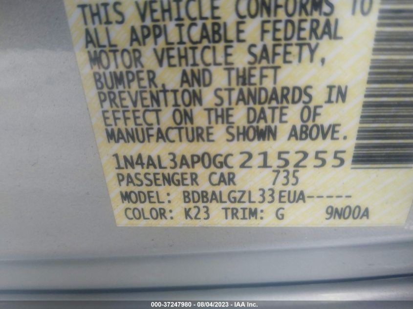 2016 NISSAN ALTIMA 2.5 - 1N4AL3AP0GC215255