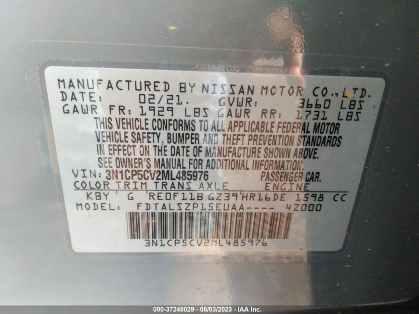 2021 NISSAN KICKS SV - 3N1CP5CV2ML485976