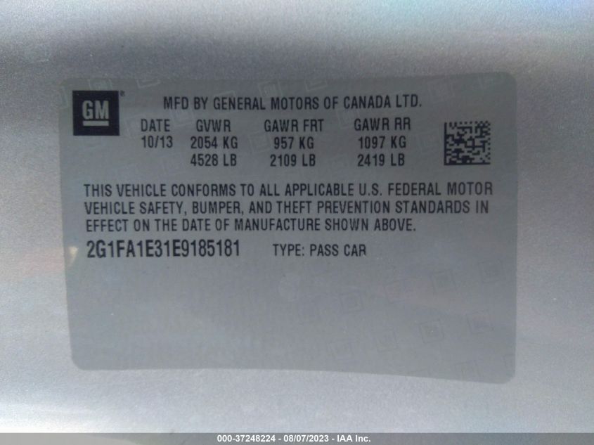 2014 CHEVROLET CAMARO LS - 2G1FA1E31E9185181