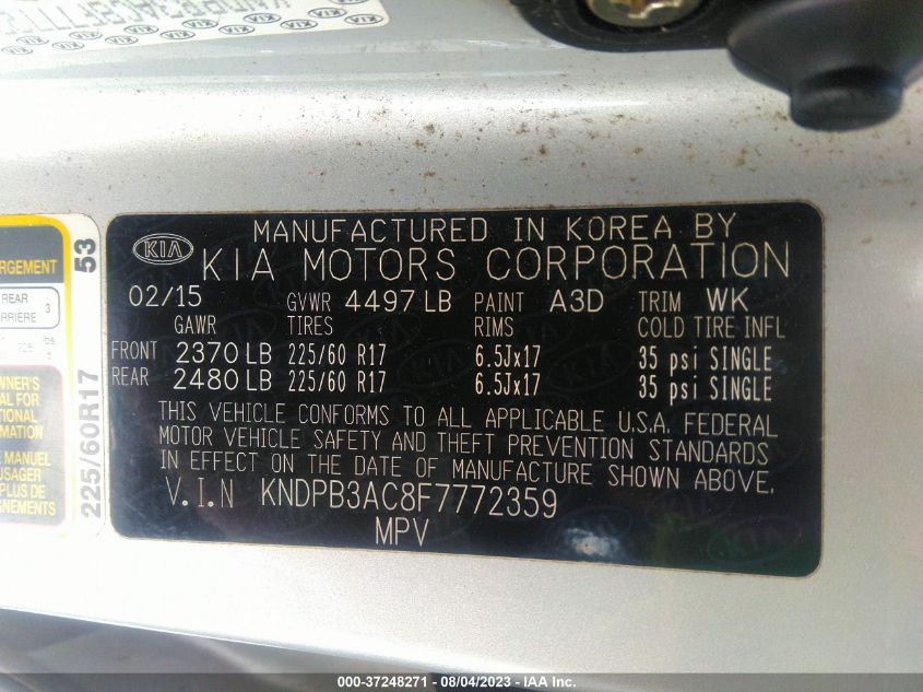 2015 KIA SPORTAGE LX - KNDPB3AC8F7772359