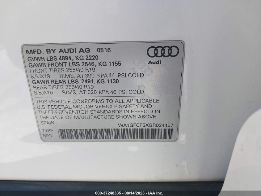 2016 AUDI Q3 PRESTIGE - WA1GFCFSXGR024457