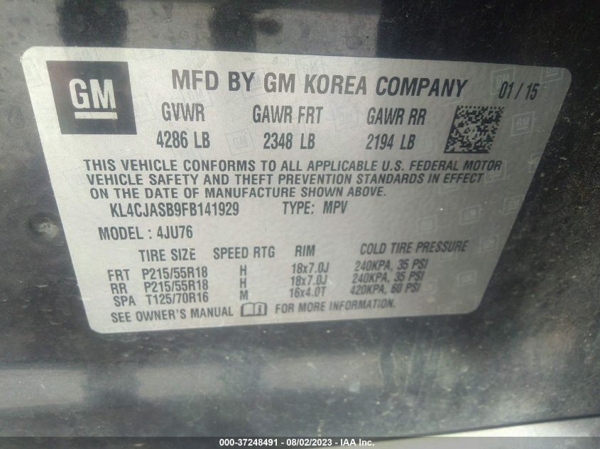 2015 BUICK ENCORE - KL4CJASB9FB141929