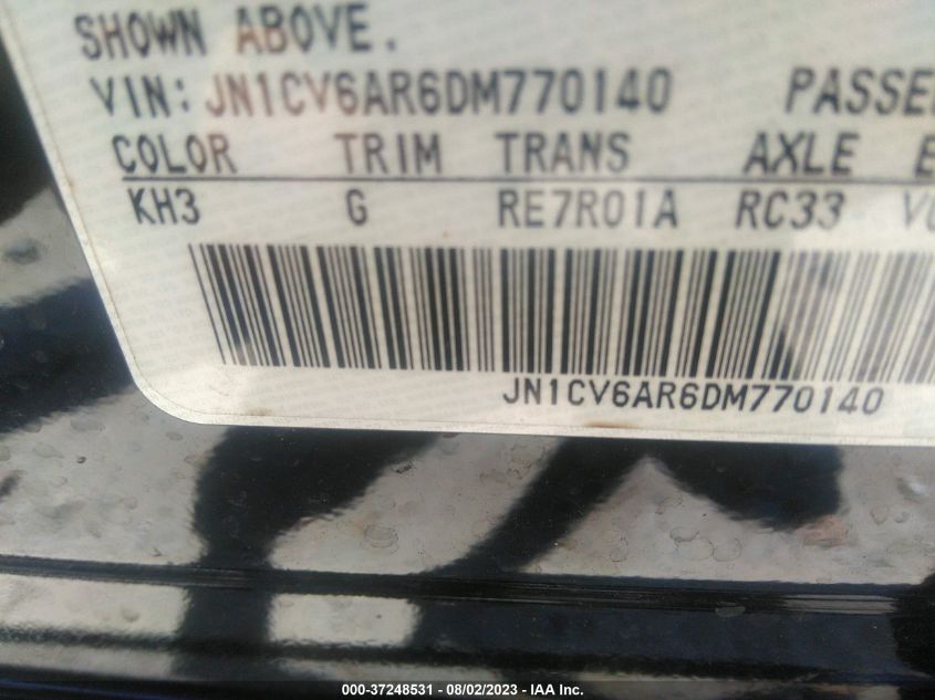 2013 INFINITI G37 SEDAN X - JN1CV6AR6DM770140