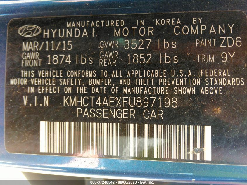2015 HYUNDAI ACCENT GLS - KMHCT4AEXFU897198