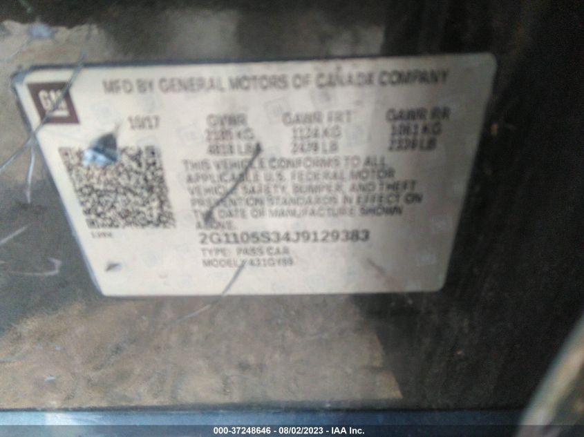 2018 CHEVROLET IMPALA LT - 2G1105S34J9129383