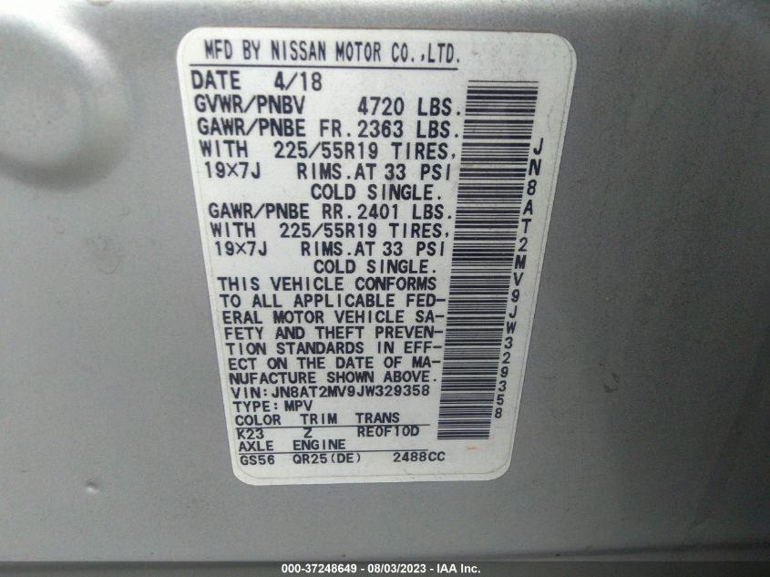 2018 NISSAN ROGUE SL - JN8AT2MV9JW329358