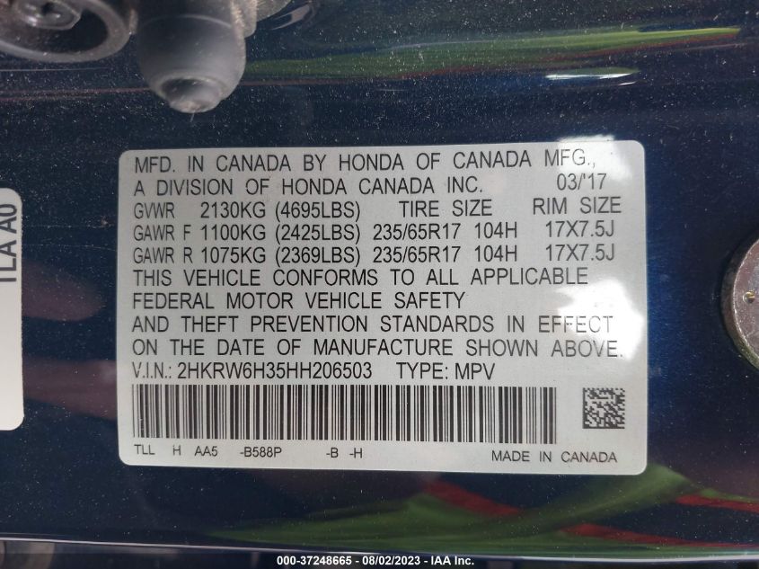 2017 HONDA CR-V LX - 2HKRW6H35HH206503