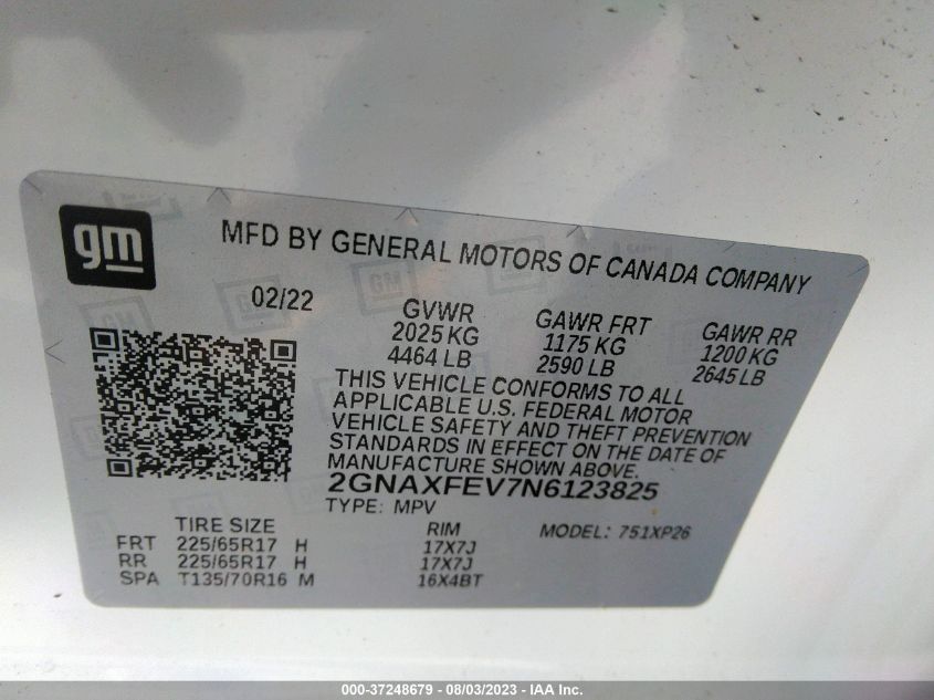 2022 CHEVROLET EQUINOX LS - 2GNAXFEV7N6123825