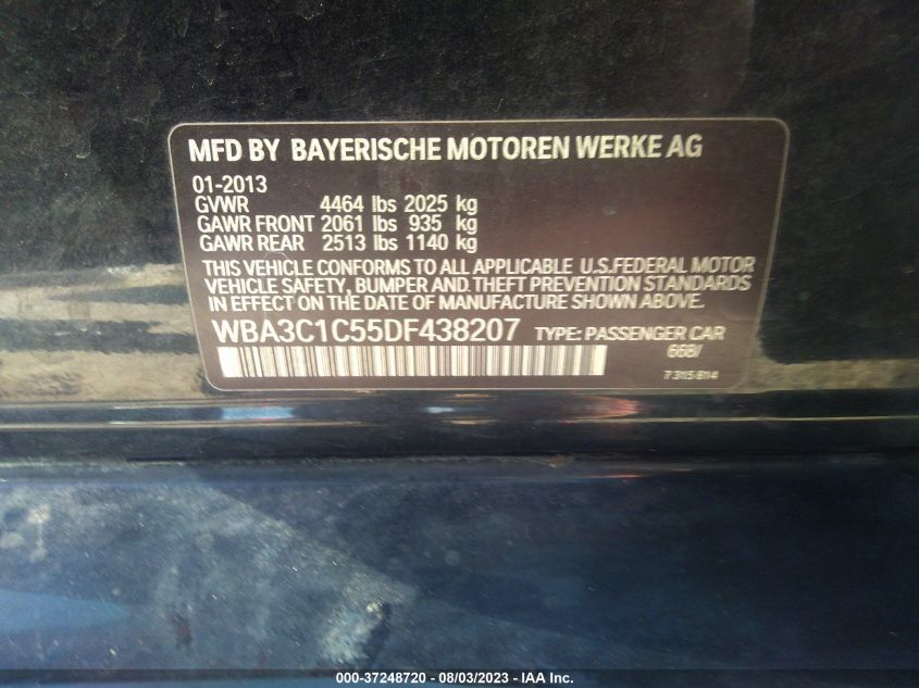 2013 BMW 3 SERIES 328I - WBA3C1C55DF438207