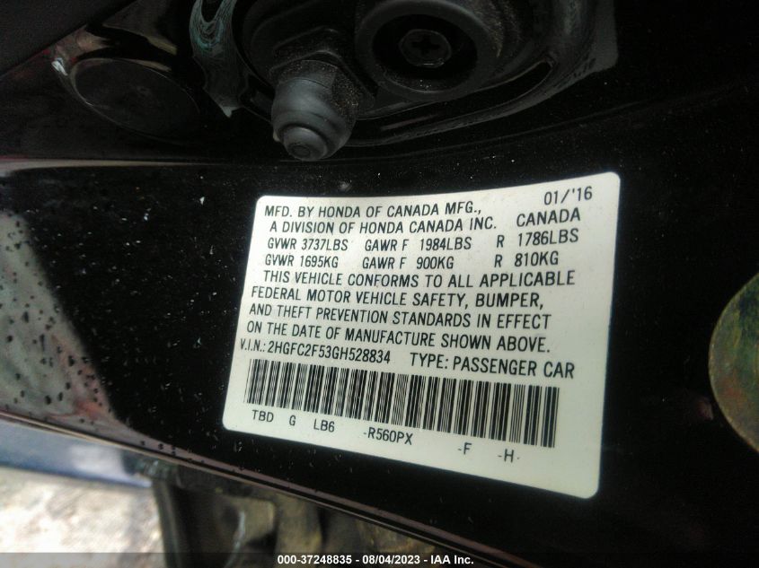 2016 HONDA CIVIC SEDAN LX - 2HGFC2F53GH528834