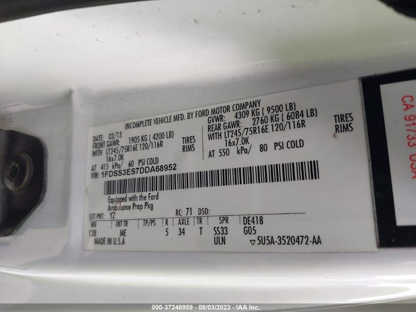 2013 FORD E-350 SUPER DUTY COMMERCIAL - 1FDSS3ES7DDA68952