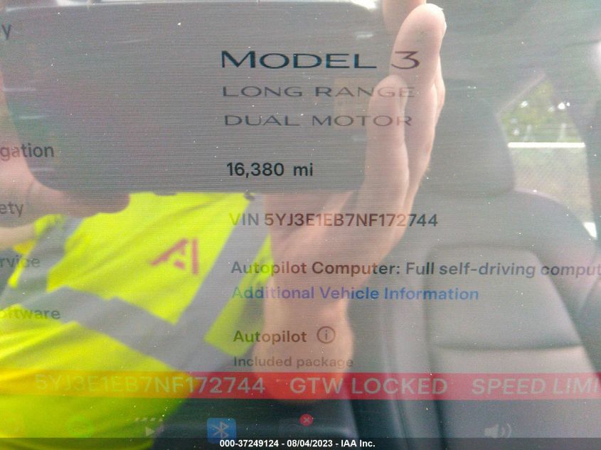 2022 TESLA MODEL 3 LONG RANGE - 5YJ3E1EB7NF172744