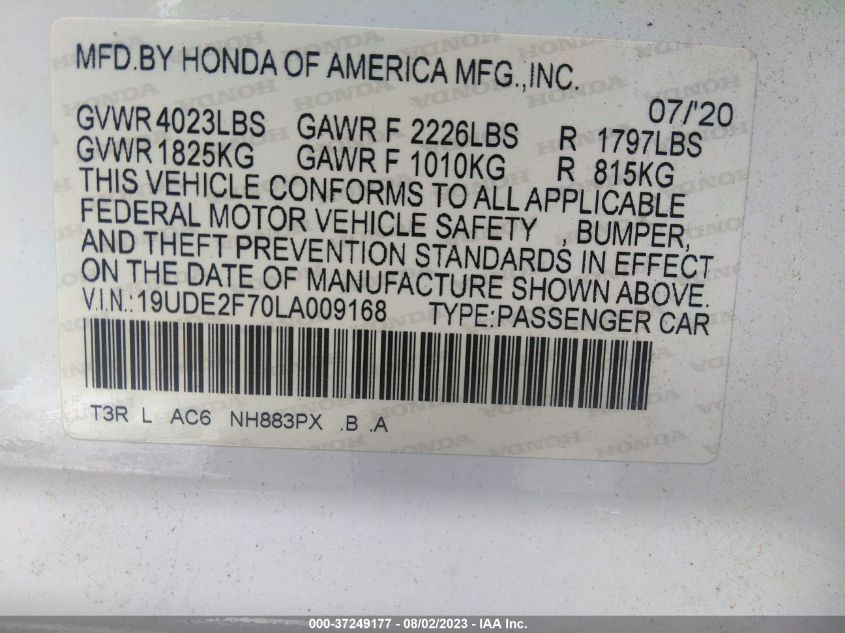 19UDE2F70LA009168 Acura ILX PKG 9