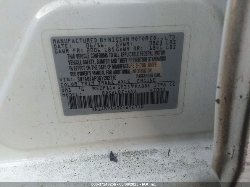2016 NISSAN SENTRA SR/SL/S/SV/FE+ S - 3N1AB7AP0GY292710