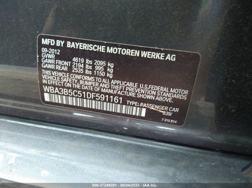 2013 BMW 3 SERIES 328I XDRIVE - WBA3B5C51DF591161