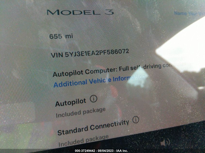 2023 TESLA MODEL 3 - 5YJ3E1EA2PF586072