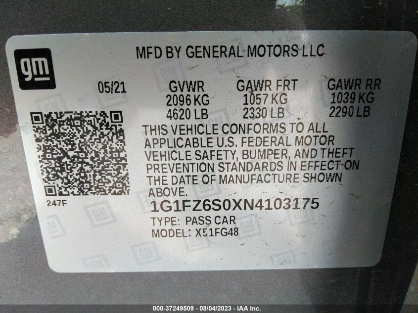 2022 CHEVROLET BOLT EUV PREMIER - 1G1FZ6S0XN4103175