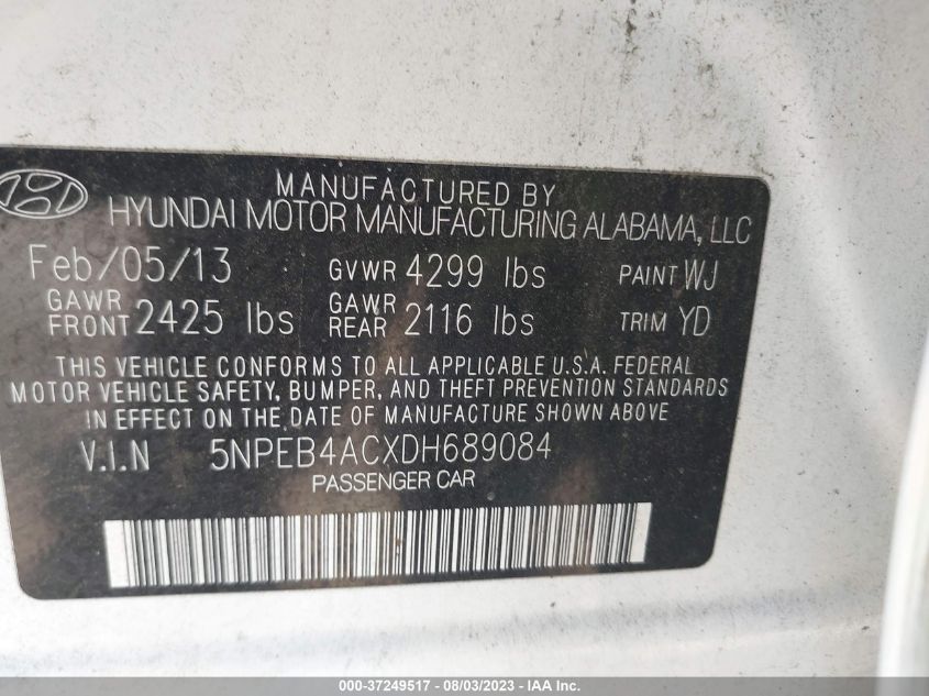 2013 HYUNDAI SONATA GLS PZEV - 5NPEB4ACXDH689084