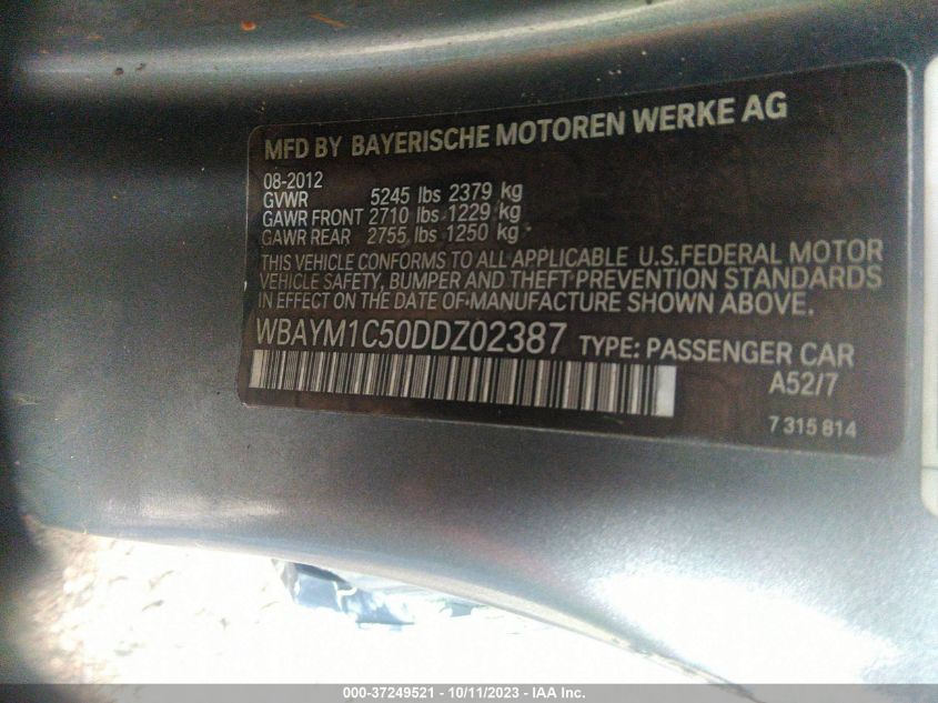 2013 BMW 650I XDRIVE WBAYM1C50DDZ02387
