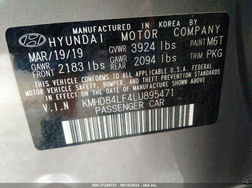 KMHD84LF4LU895471 Hyundai Elantra SEL 9