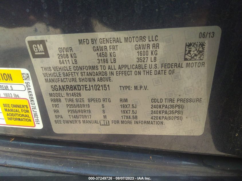2014 BUICK ENCLAVE LEATHER - 5GAKRBKD7EJ102151