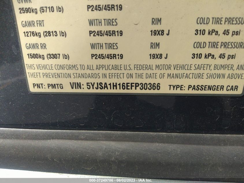 2014 TESLA MODEL S 60 KWH BATTERY/P85 - 5YJSA1H16EFP30366