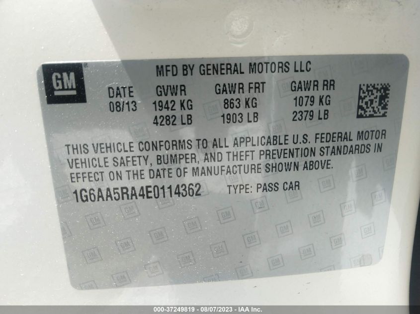2014 CADILLAC ATS STANDARD RWD - 1G6AA5RA4E0114362