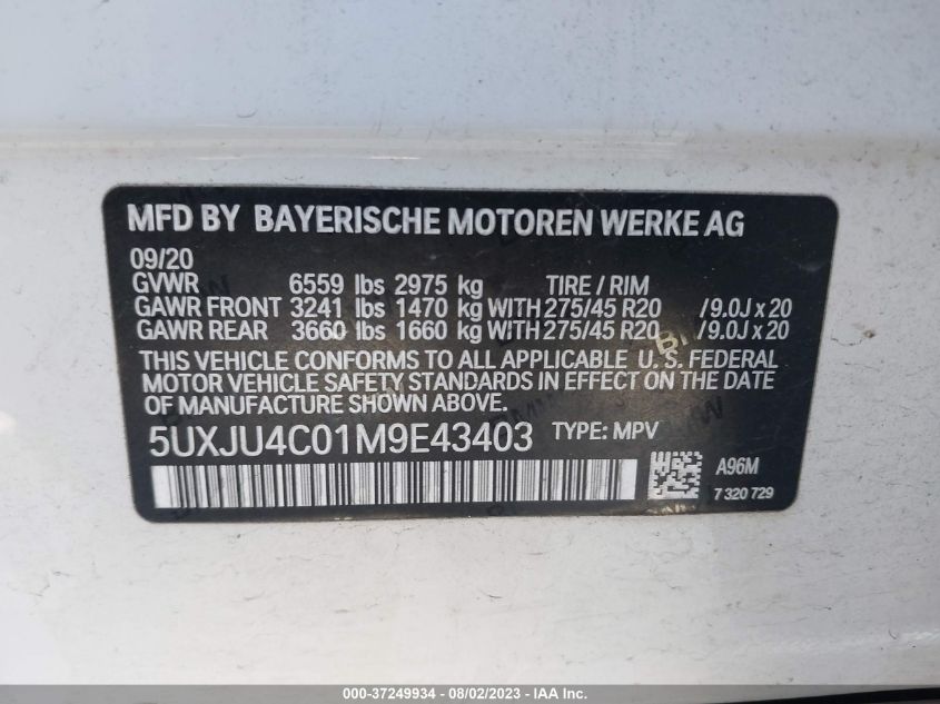 5UXJU4C01M9E43403 BMW X5 M50I 9