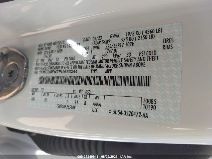 2023 FORD ESCAPE BASE - 1FMCU0FN7PUA63244