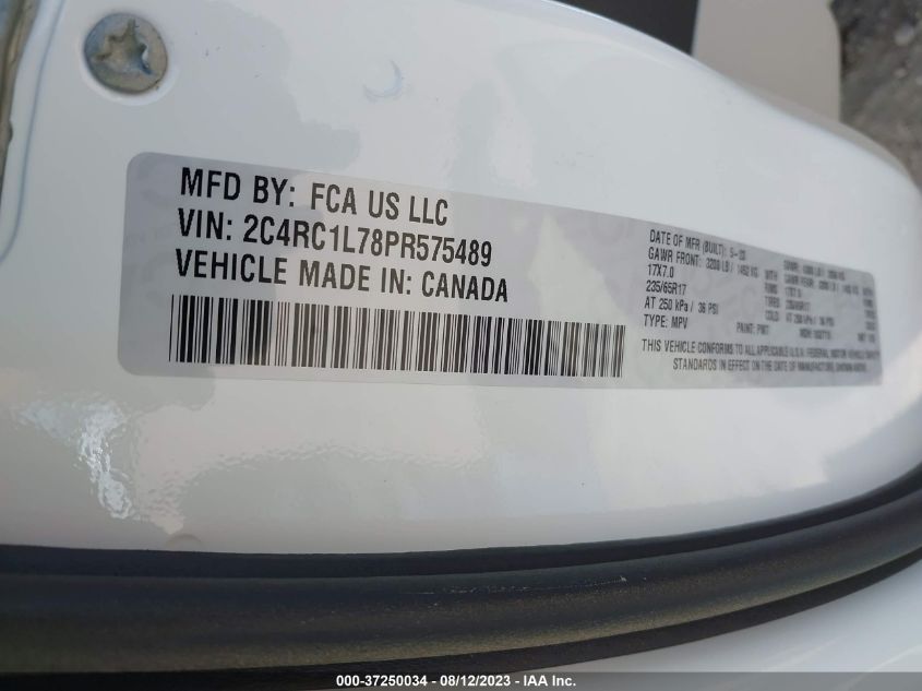 2023 CHRYSLER PACIFICA - 2C4RC1L78PR575489