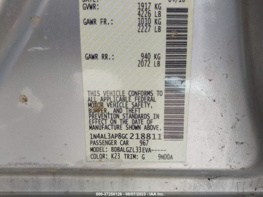 2016 NISSAN ALTIMA 2.5 - 1N4AL3AP8GC218811