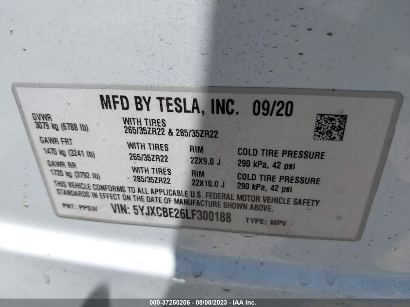 2020 TESLA MODEL X LONG RANGE - 5YJXCBE26LF300188