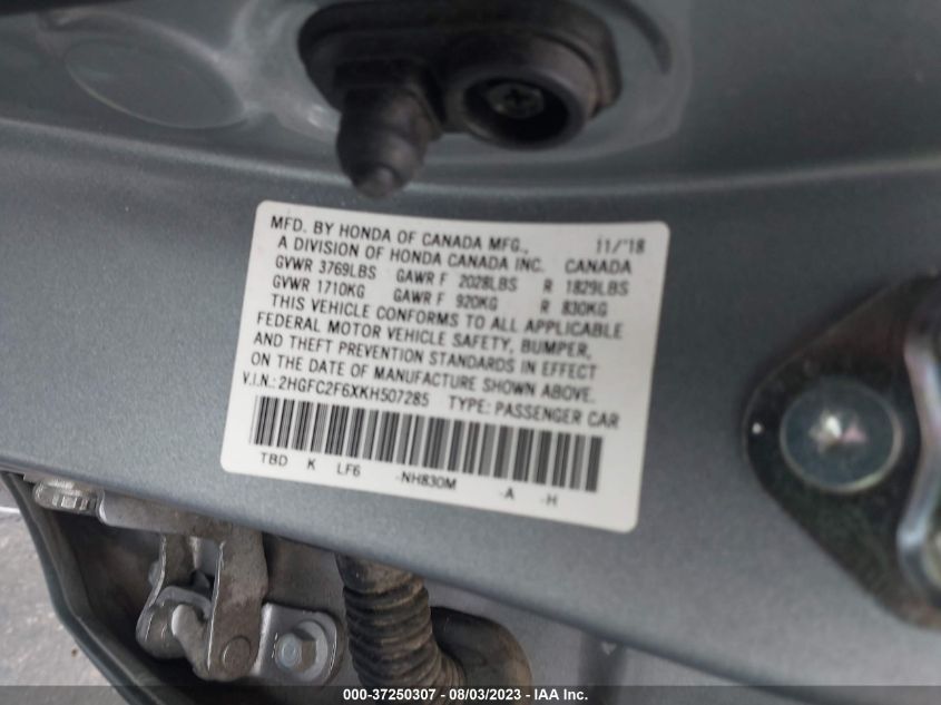 2HGFC2F6XKH507285 Honda Civic Sedan LX 9