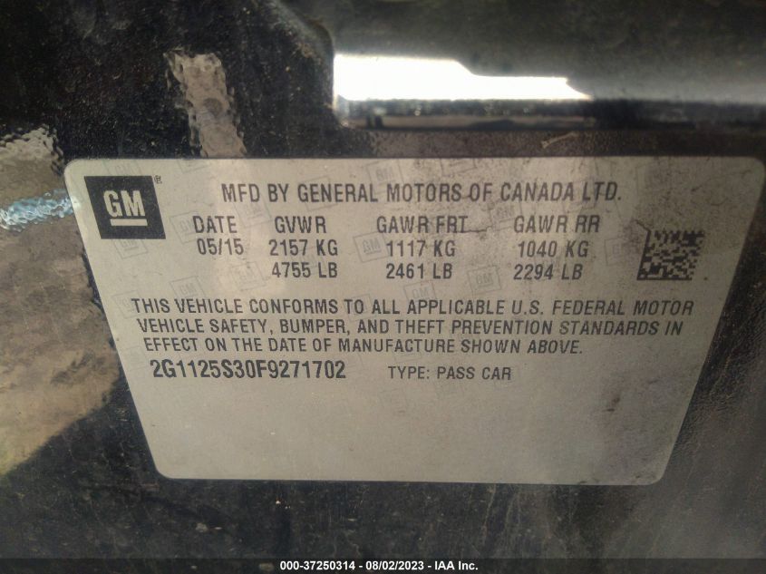 2015 CHEVROLET IMPALA LT - 2G1125S30F9271702
