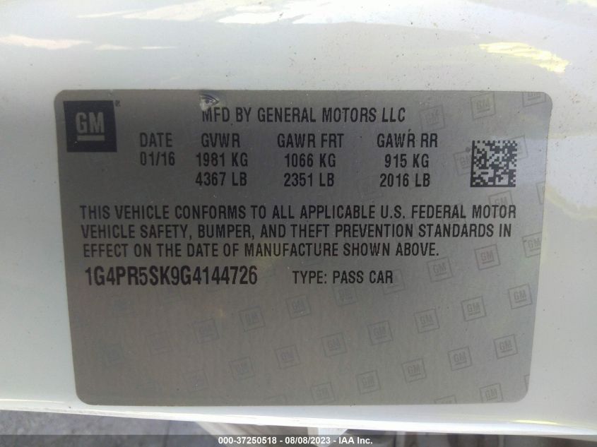 2016 BUICK VERANO CONVENIENCE GROUP - 1G4PR5SK9G4144726