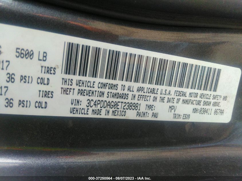 2014 DODGE JOURNEY SE - 3C4PDDAG0ET238981