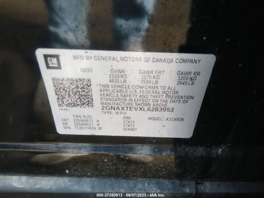 2020 CHEVROLET EQUINOX LT - 2GNAXTEVXL6283953
