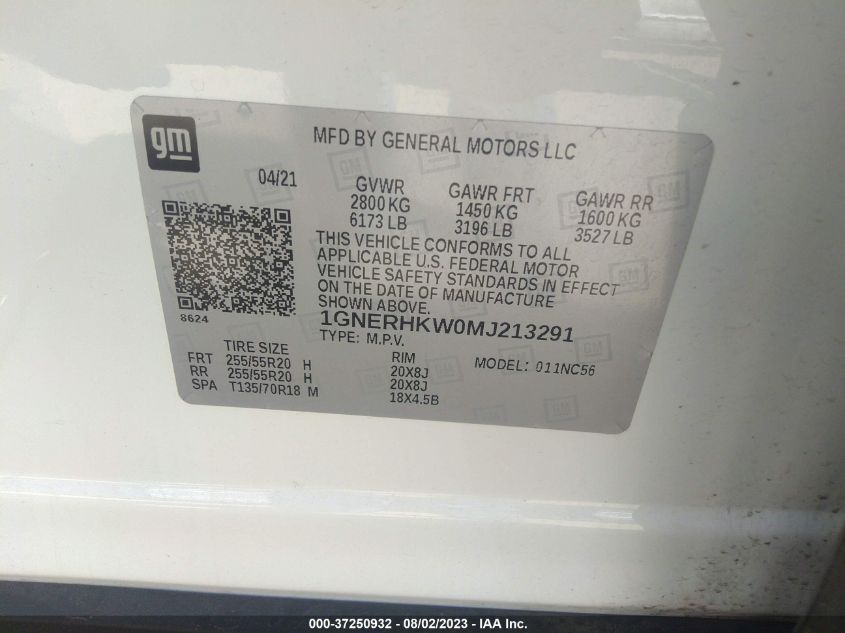 2021 CHEVROLET TRAVERSE LT LEATHER - 1GNERHKW0MJ213291