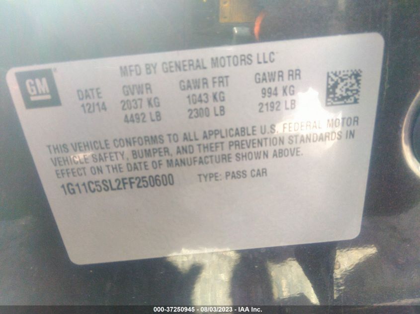 2015 CHEVROLET MALIBU 1LT - 1G11C5SL2FF250600