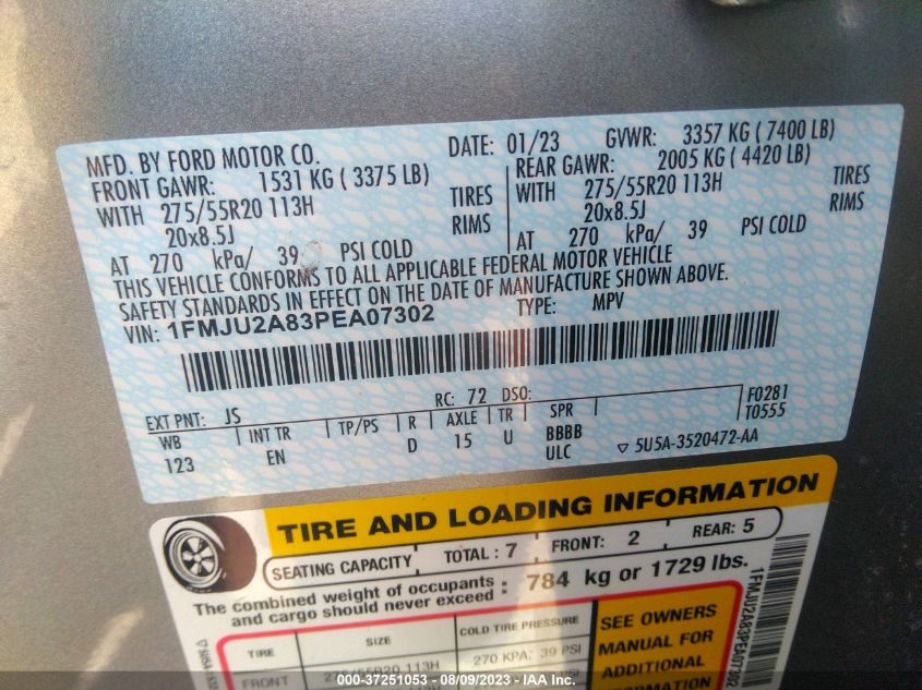 2023 FORD EXPEDITION LIMITED - 1FMJU2A83PEA07302