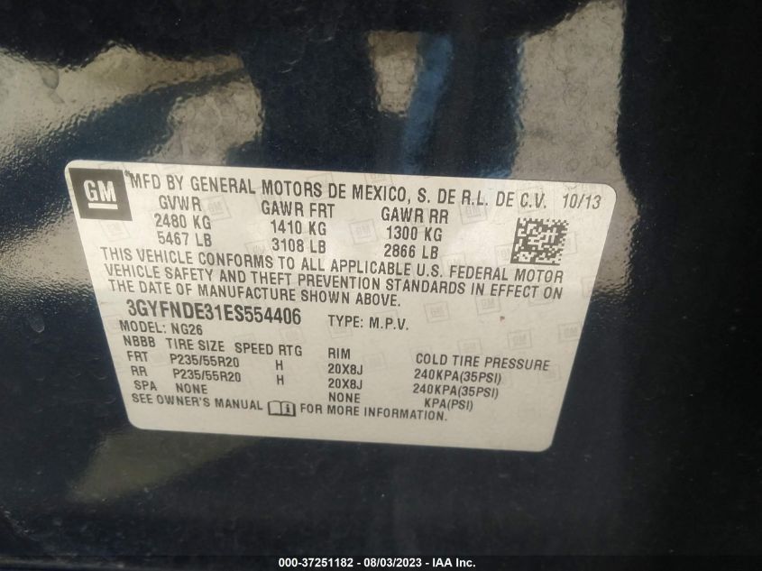 2014 CADILLAC SRX PREMIUM COLLECTION - 3GYFNDE31ES554406