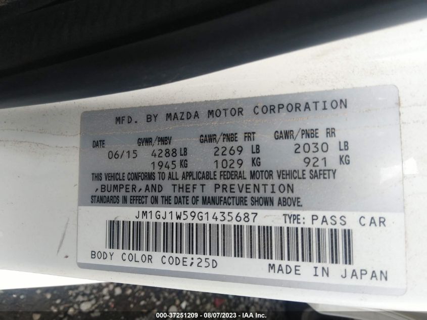 2016 MAZDA MAZDA6 I GRAND TOURING - JM1GJ1W59G1435687